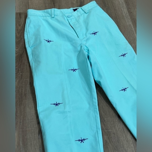 Vineyard Vines Club Pant 32W 32L Blue Embroidered Airplane Pattern Chinos - Picture 2 of 7